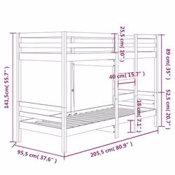 vidaXL Solid Wood Pine Bunk Bed Twin Sleeper Loft Bed Base Multi Colours/Sizes - brown, 90 x 200 cm - Additional view 7
