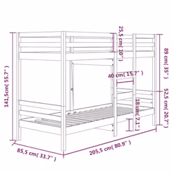 vidaXL Solid Wood Pine Bunk Bed Twin Sleeper Loft Bed Base Multi Colours/Sizes - brown, 80 x 200 cm - Additional view 2