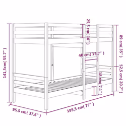 vidaXL Solid Wood Pine Bunk Bed Twin Sleeper Loft Bed Base Multi Colours/Sizes - brown, 90 x 190 cm - Additional view 2