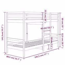 vidaXL Solid Wood Pine Bunk Bed Twin Sleeper Loft Bed Base Multi Colours/Sizes - brown, 75 x 190 cm - Additional view 7