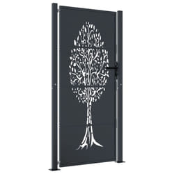 vidaXL Garden Gate Driveway Gate Fence Gate Fence Anthracite Steel Tree Design - 105 x 205 cm