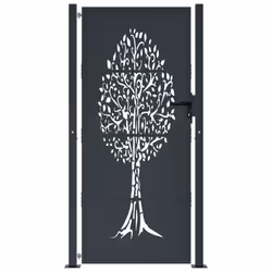 vidaXL Garden Gate Driveway Gate Fence Gate Fence Anthracite Steel Tree Design - 105 x 205 cm
