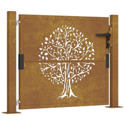 vidaXL Garden Gate Driveway Gate Fence Gate Fence Corten Steel Tree Design - 105 x 80 cm