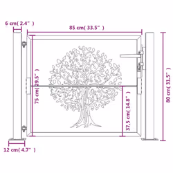 vidaXL Garden Gate Driveway Gate Fence Gate Fence Corten Steel Tree Design - 105 x 80 cm