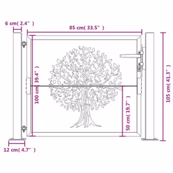 vidaXL Garden Gate Driveway Gate Fence Gate Fence Corten Steel Tree Design - 105 x 105 cm - Additional view 2