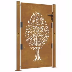 vidaXL Garden Gate Driveway Gate Fence Gate Fence Corten Steel Tree Design - 105 x 130 cm
