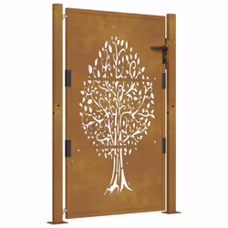 vidaXL Garden Gate Driveway Gate Fence Gate Fence Corten Steel Tree Design - 105 x 130 cm - Additional view 10
