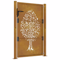 vidaXL Garden Gate Driveway Gate Fence Gate Fence Corten Steel Tree Design - 105 x 130 cm