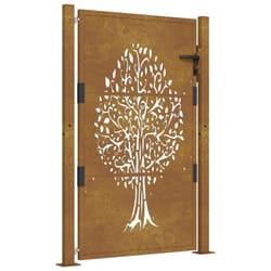 vidaXL Garden Gate Driveway Gate Fence Gate Fence Corten Steel Tree Design - 105 x 155 cm