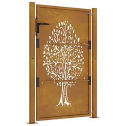 vidaXL Garden Gate Driveway Gate Fence Gate Fence Corten Steel Tree Design - 105 x 155 cm