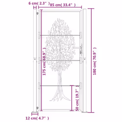 vidaXL Garden Gate Driveway Gate Fence Gate Fence Corten Steel Tree Design - 105 x 180 cm - Additional view 10
