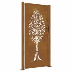 vidaXL Garden Gate Driveway Gate Fence Gate Fence Corten Steel Tree Design - 105 x 205 cm