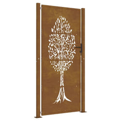 vidaXL Garden Gate Driveway Gate Fence Gate Fence Corten Steel Tree Design - 105 x 205 cm