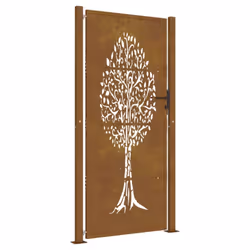 vidaXL Garden Gate Driveway Gate Fence Gate Fence Corten Steel Tree Design - 105 x 205 cm - Additional view 10