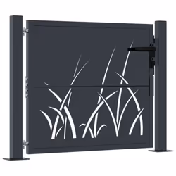 vidaXL Garden Gate Outdoor Gate Fence Gate Fence Anthracite Steel Grass Design - 105 x 105 cm