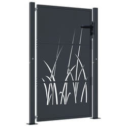 vidaXL Garden Gate Outdoor Gate Fence Gate Fence Anthracite Steel Grass Design - 105 x 155 cm