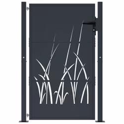 vidaXL Garden Gate Outdoor Gate Fence Gate Fence Anthracite Steel Grass Design - 105 x 155 cm
