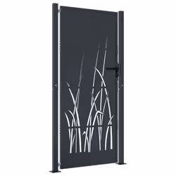 vidaXL Garden Gate Outdoor Gate Fence Gate Fence Anthracite Steel Grass Design - 105 x 180 cm