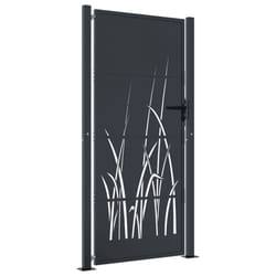 vidaXL Garden Gate Outdoor Gate Fence Gate Fence Anthracite Steel Grass Design - 105 x 180 cm
