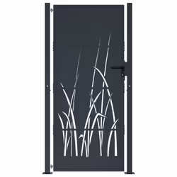 vidaXL Garden Gate Outdoor Gate Fence Gate Fence Anthracite Steel Grass Design - 105 x 180 cm