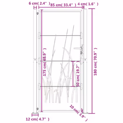 vidaXL Garden Gate Outdoor Gate Fence Gate Fence Anthracite Steel Grass Design - 105 x 180 cm - Additional view 8