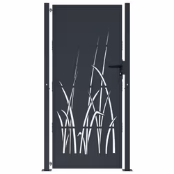 vidaXL Garden Gate Outdoor Gate Fence Gate Fence Anthracite Steel Grass Design - 105 x 205 cm