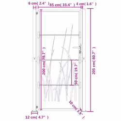vidaXL Garden Gate Outdoor Gate Fence Gate Fence Anthracite Steel Grass Design - 105 x 205 cm
