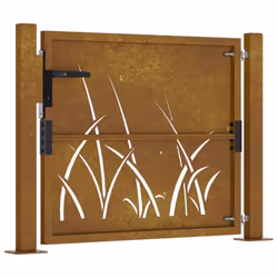 vidaXL Garden Gate Driveway Gate Fence Gate Fence Corten Steel Grass Design - 105 x 80 cm