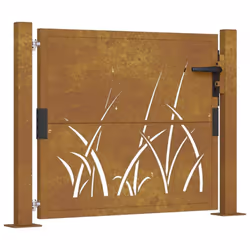 vidaXL Garden Gate Driveway Gate Fence Gate Fence Corten Steel Grass Design - 105 x 105 cm