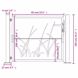 vidaXL Garden Gate Driveway Gate Fence Gate Fence Corten Steel Grass Design - 105 x 105 cm