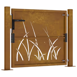 vidaXL Garden Gate Driveway Gate Fence Gate Fence Corten Steel Grass Design - 105 x 105 cm - Additional view 4