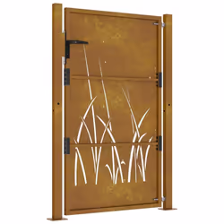 vidaXL Garden Gate Driveway Gate Fence Gate Fence Corten Steel Grass Design - 105 x 130 cm