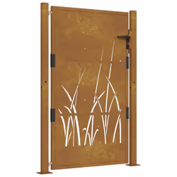 vidaXL Garden Gate Driveway Gate Fence Gate Fence Corten Steel Grass Design - 105 x 155 cm