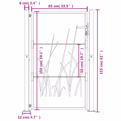 vidaXL Garden Gate Driveway Gate Fence Gate Fence Corten Steel Grass Design - 105 x 155 cm