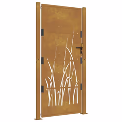 vidaXL Garden Gate Driveway Gate Fence Gate Fence Corten Steel Grass Design - 105 x 180 cm - Additional view 10