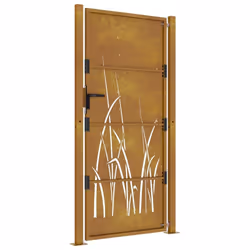 vidaXL Garden Gate Driveway Gate Fence Gate Fence Corten Steel Grass Design - 105 x 205 cm - Additional view 4