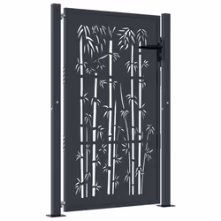 vidaXL Garden Gate Patio Gate Fence Gate Fence Anthracite Steel Bamboo Design - 105 x 155 cm