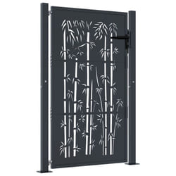 vidaXL Garden Gate Patio Gate Fence Gate Fence Anthracite Steel Bamboo Design - 105 x 155 cm