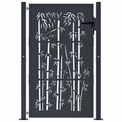vidaXL Garden Gate Patio Gate Fence Gate Fence Anthracite Steel Bamboo Design - 105 x 155 cm