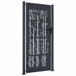 vidaXL Garden Gate Patio Gate Fence Gate Fence Anthracite Steel Bamboo Design - 105 x 180 cm