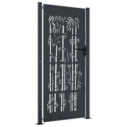 vidaXL Garden Gate Patio Gate Fence Gate Fence Anthracite Steel Bamboo Design - 105 x 180 cm