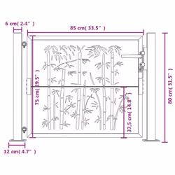 vidaXL Garden Gate Driveway Gate Fence Gate Fence Corten Steel Bamboo Design - 105 x 80 cm - Additional view 10