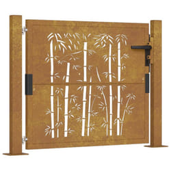 vidaXL Garden Gate Driveway Gate Fence Gate Fence Corten Steel Bamboo Design - 105 x 105 cm