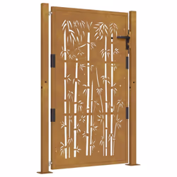 vidaXL Garden Gate Driveway Gate Fence Gate Fence Corten Steel Bamboo Design - 105 x 130 cm - Additional view 10