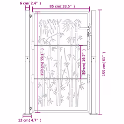 vidaXL Garden Gate Driveway Gate Fence Gate Fence Corten Steel Bamboo Design - 105 x 155 cm - Additional view 9
