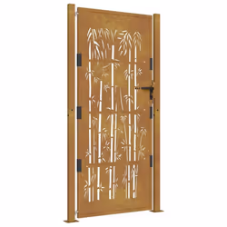 vidaXL Garden Gate Driveway Gate Fence Gate Fence Corten Steel Bamboo Design - 105 x 205 cm