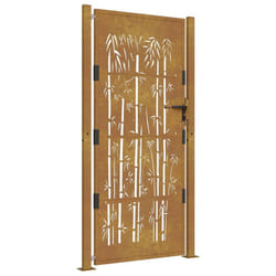 vidaXL Garden Gate Driveway Gate Fence Gate Fence Corten Steel Bamboo Design - 105 x 205 cm