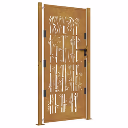 vidaXL Garden Gate Driveway Gate Fence Gate Fence Corten Steel Bamboo Design - 105 x 205 cm - Additional view 10