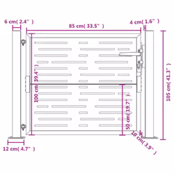 vidaXL Garden Gate Driveway Gate Fence Gate Fence Corten Steel Square Design - 105 x 105 cm