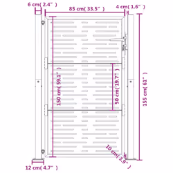 vidaXL Garden Gate Driveway Gate Fence Gate Fence Corten Steel Square Design - 105 x 155 cm - Additional view 10